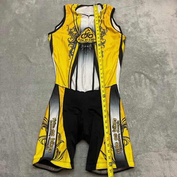 Primal Men's Triathlon Suit Size XL Full Zip Black and Yellow Ride on Bikes - Picture 4 of 11